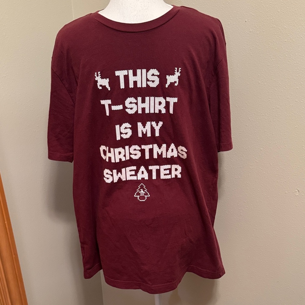 Men’s Christmas TShirt - Maroon & White Large
